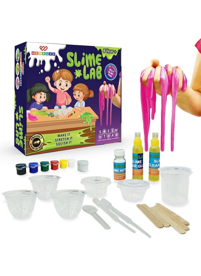 Wembley Slime Lab For Kids Craft Activity Kit With Slime Activator | Diy Slime Making Kit For Boys & Girls Aged 8+ | Fluffy Slime Birthday Gift For Kids | Satisfying Gadgets  - Image 1