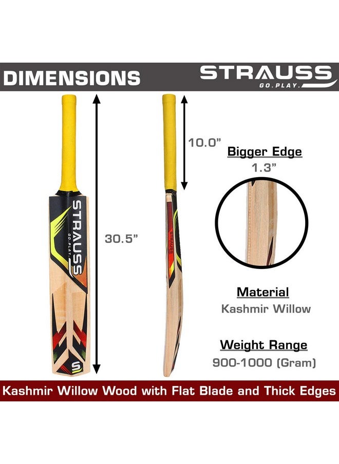 شتراوس مضرب الكريكيت شتراوس | الإصدار: Champion | Kashmir Willow | المقاس: 5 | مضرب الكريكيت للتنس والكرات الاصطناعية | مضرب الكريكيت للتنس  - Image 4