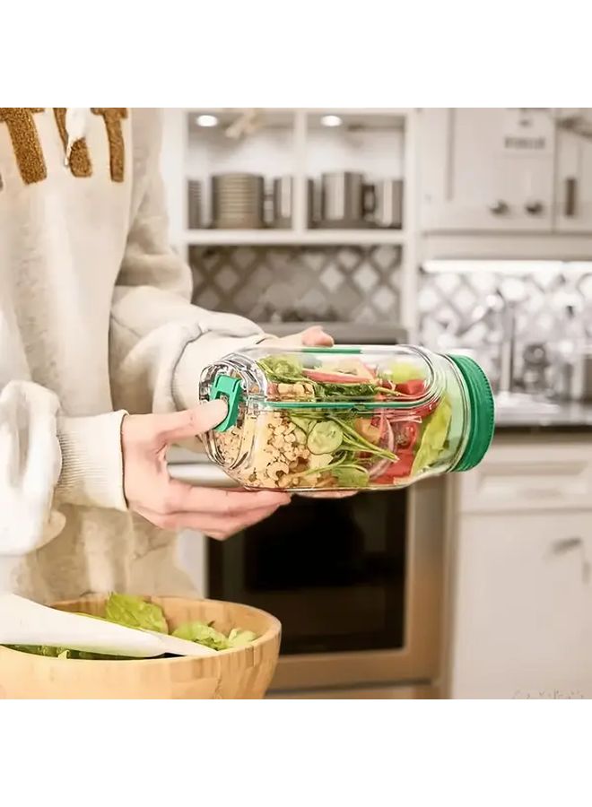 برطمان تخزين سلطة خالي من مادة BPA مع غطاء مانع للتسرب 32 أونصة آمن للاستخدام في الميكروويف وغسالة الصحون - Image 4