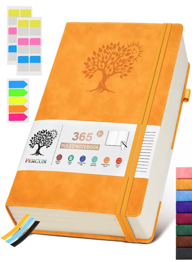 PERCUN A5 Lined Journal Notebook - 365 Page Leather Journals for Writing Women & Men，Hardcover Notebook with 100Gsm Thick Pages，Daily Diary for Travel, Work，School，Note Taking，College Ruled (5.9" x 8.5") - Image 1