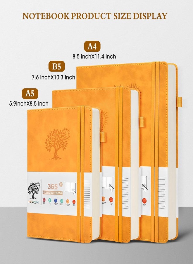 PERCUN A5 Lined Journal Notebook - 365 Page Leather Journals for Writing Women & Men，Hardcover Notebook with 100Gsm Thick Pages，Daily Diary for Travel, Work，School，Note Taking，College Ruled (5.9" x 8.5") - Image 2
