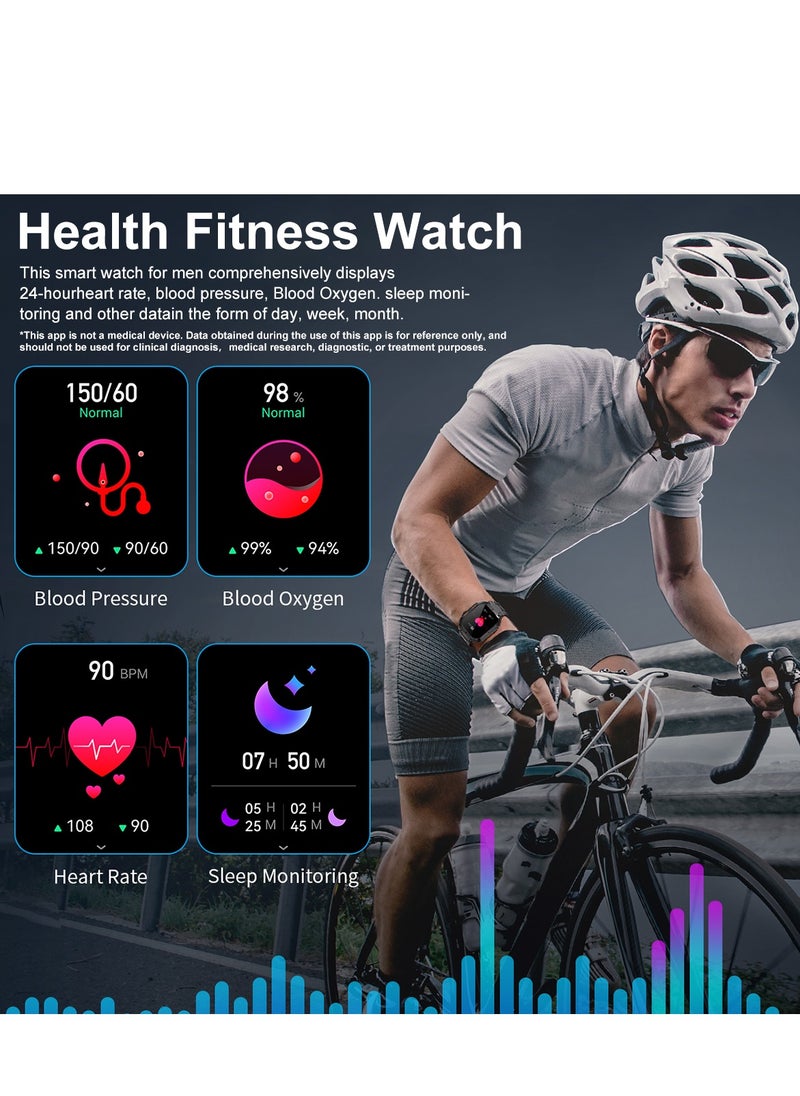 LIGE - Smart Watch for Men Bluetooth Calling 1.96" AMOLED Screen Sport Fitness Tracker Waterproof Smartwatch for Android iOS with Black Steel Band - Image 1