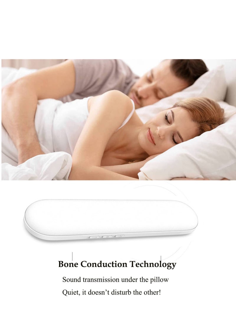 SYOSI - Pillow Speaker Bone Conduction Stereo Bluetooth Wireless Music Sleep Headphones Insomnia White Noise Machine for Side Sleepers Adults and Baby Compatible with iOS/Android/Windows (White) - Image 1
