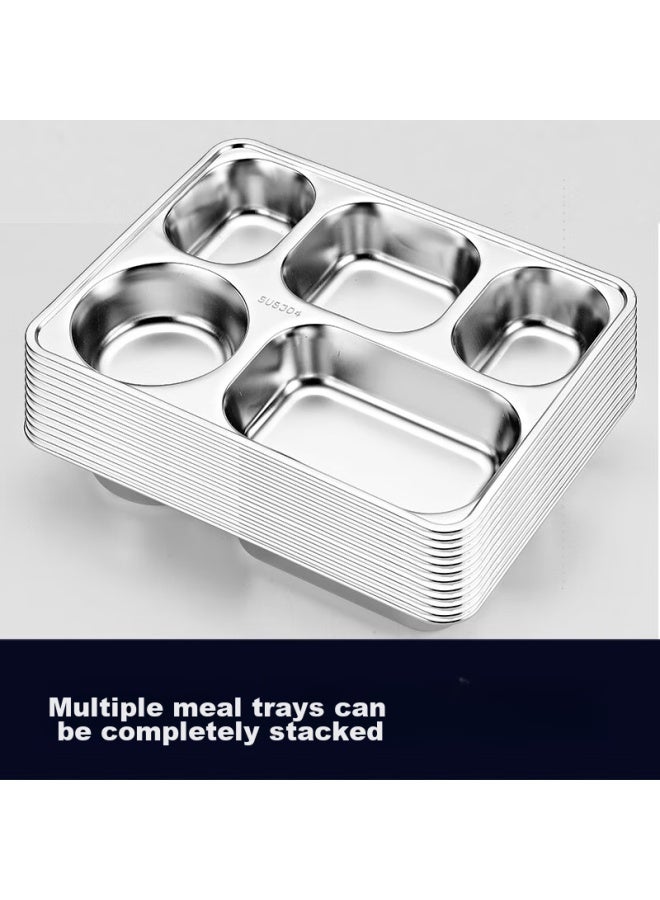 Yutai 304 Stainless Steel Meal Tray Lunch Box, Five-compartment Deep Canteen Divided Fast Food Plate Bowl Spoon And Chopsticks Set, 282204tz - Image 5