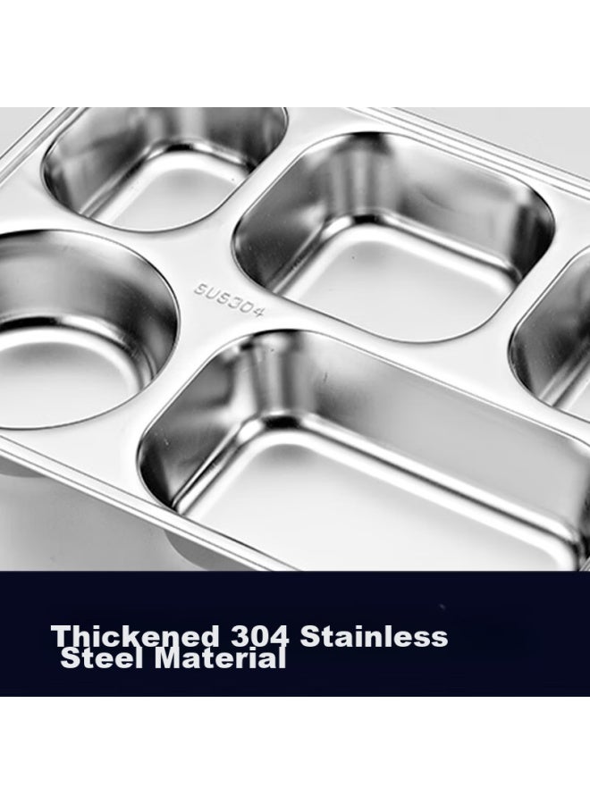Yutai 304 Stainless Steel Meal Tray Lunch Box, Five-compartment Deep Canteen Divided Fast Food Plate Bowl Spoon And Chopsticks Set, 282204tz - Image 3