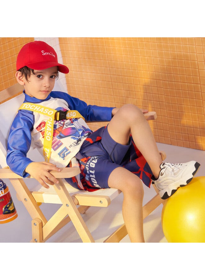 Aimer kids Aimer Children's Swimwear, Boys' Transformers Co-branded Beach Vacation Long-sleeve Swimwear Set, Ak2679302 Transformers, 150 - Image 1