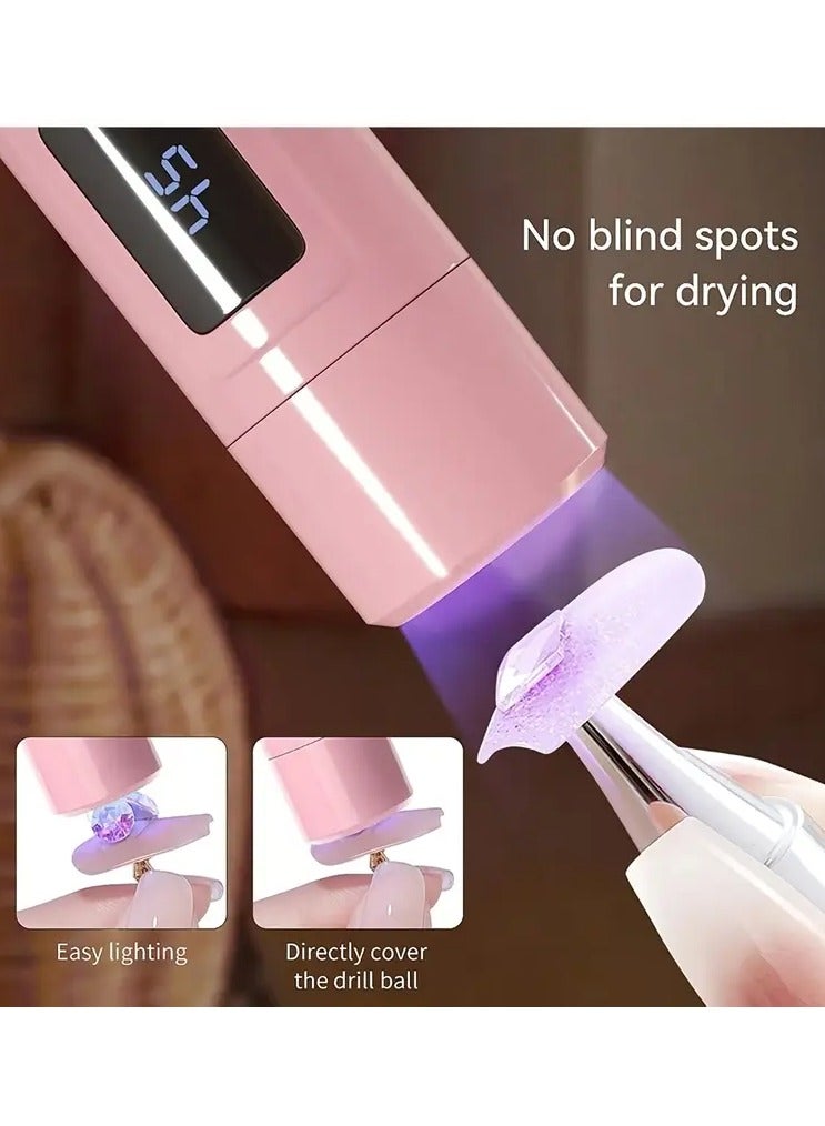 Rozino Pink LED Nail Lamp with 360° Rotation and Extra Nail Stamp - USB Powered, 45s/60s Timer Set, and Condenser Lens for Perfect Manicures - Image 2