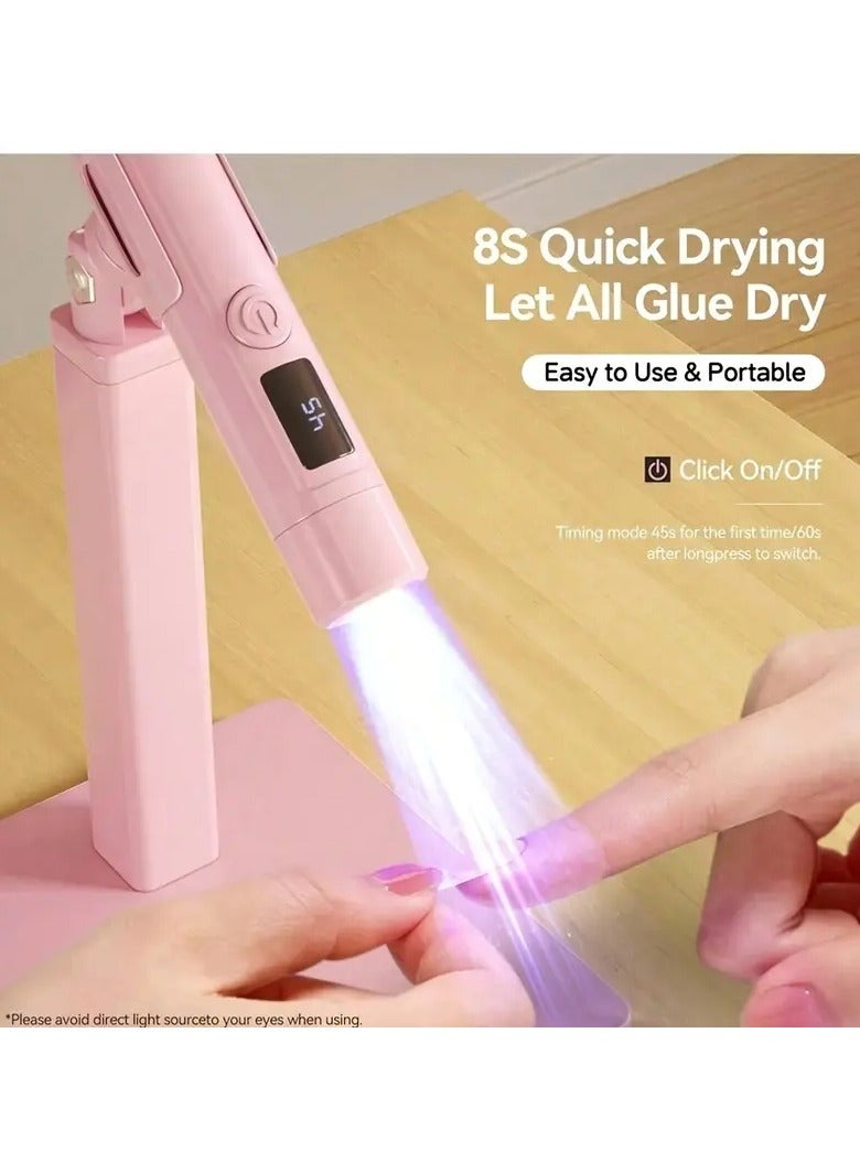 Rozino Pink LED Nail Lamp with 360° Rotation and Extra Nail Stamp - USB Powered, 45s/60s Timer Set, and Condenser Lens for Perfect Manicures - Image 5