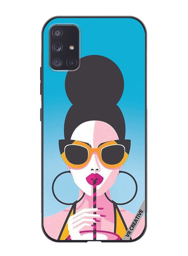 VR CREATIVE Protective Case Cover For Samsung Galaxy A51 5G Girl Having Drink Design Multicolour - Image 1