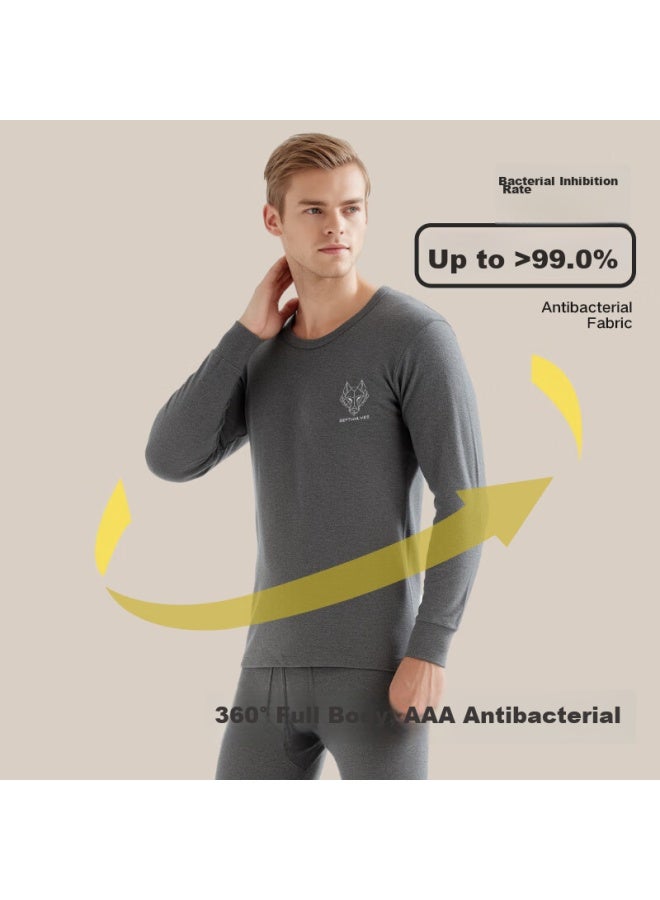 Septwolves Thermal Underwear For Men, Autumn And Winter Cotton Undershirt And Long Johns Set, Round Neck Cotton And Wool Undershirt Set - Image 2