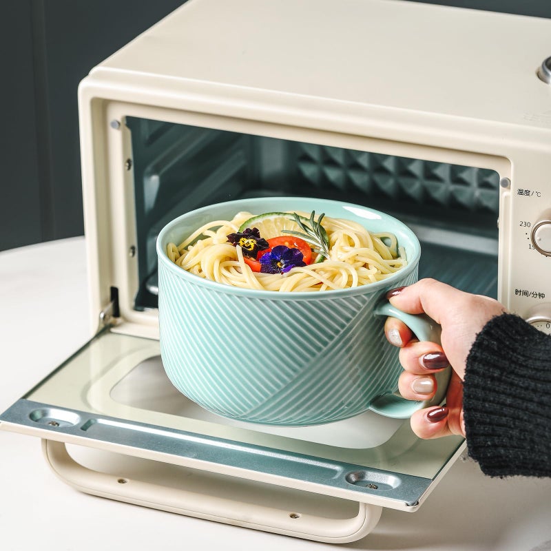Adewnest Ceramic Soup Bowl with Handle: 38 oz Microwave Safe Extra Large Mug for Oatmeal, Cereal, Breakfast, Meal Prep, Work Lunch, Dorm Living, Single Serve Dinner - 6 Inch, Mint Green - Image 3