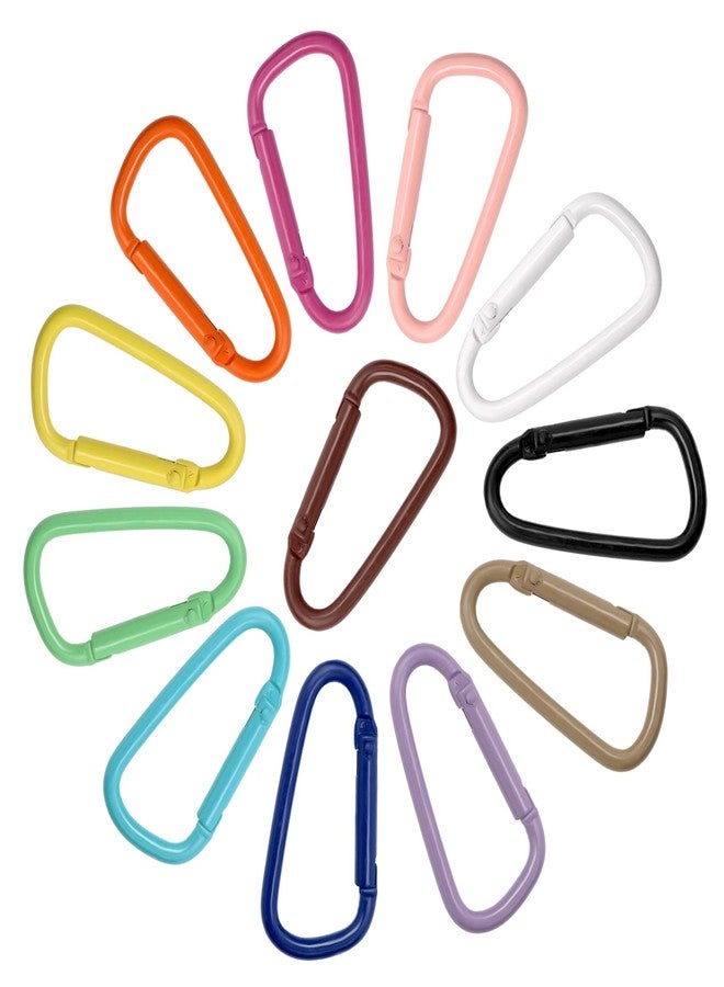 Mini Skater 1.8 Inch Coated Small Keychain Clip Spring Snap Hook Aluminum Alloy D Ring for Keys Backpack Dog Leashes Hiking Camping Outdoor Activities,12 Pcs (Multi Colored) - Image 1
