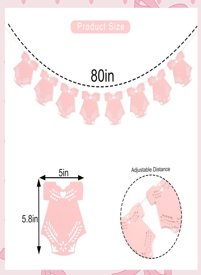 HIKLO Pink Bodysuit Banner - Papel Picado Baby Shower Decoration, Mexico Fiesta Baby Shower Party Banner, Latin Vibes Cake Smash Photo Props - Image 2