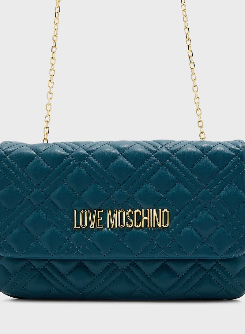 Love Moschino Chain Detailed Flap Over Clutche