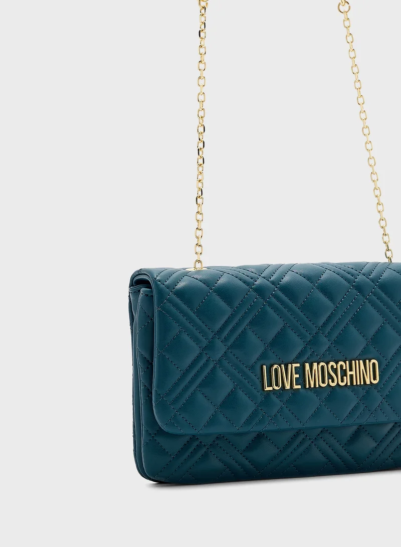 Love Moschino Chain Detailed Flap Over Clutche