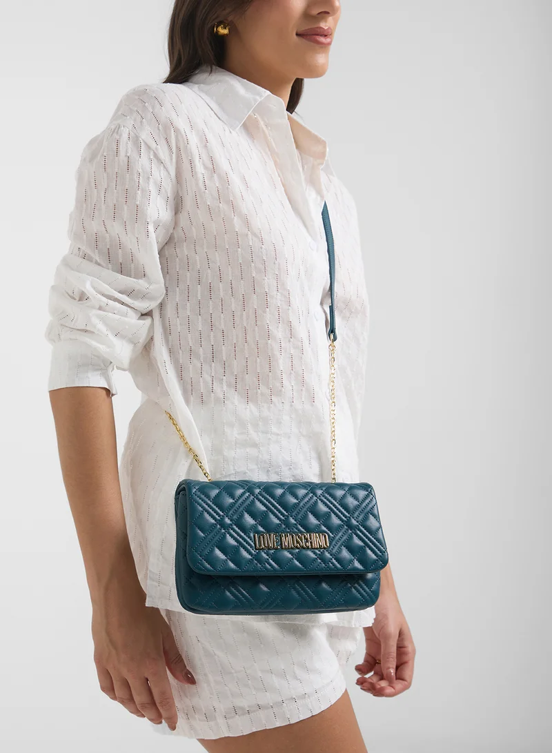 Love Moschino Chain Detailed Flap Over Clutche