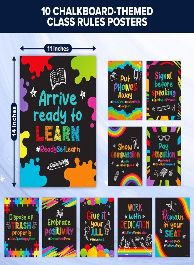 Decorably Class Rules Posters for Classroom - 20 Classroom Rules Poster Middle School, Classroom Rules Poster High School, Classroom Expectations Poster Middle School, Chalkboard Classroom Decor - Image 4