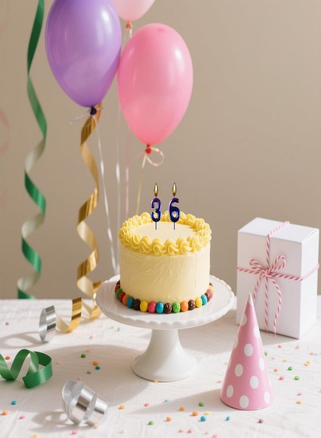 AOOLADA 36 & 63 Birthday Candle, 36th & 63rd Cake Candles, Number 36 & 63 Birthday Candles for Cake Topper Decoration, Blue - Image 3