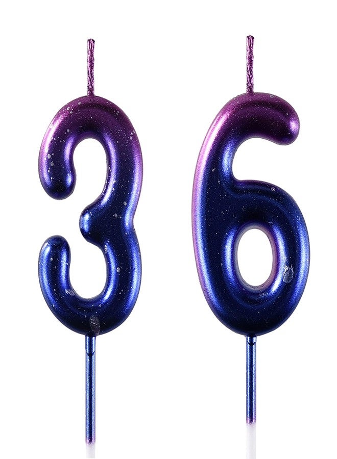 AOOLADA 36 & 63 Birthday Candle, 36th & 63rd Cake Candles, Number 36 & 63 Birthday Candles for Cake Topper Decoration, Blue - Image 1