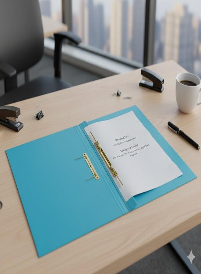 Shining Zon Light Spring File Card Board Cobra File Folder for Documents Files for certificates and documents (Pack of 12 Files, Blue Colour) - Image 5