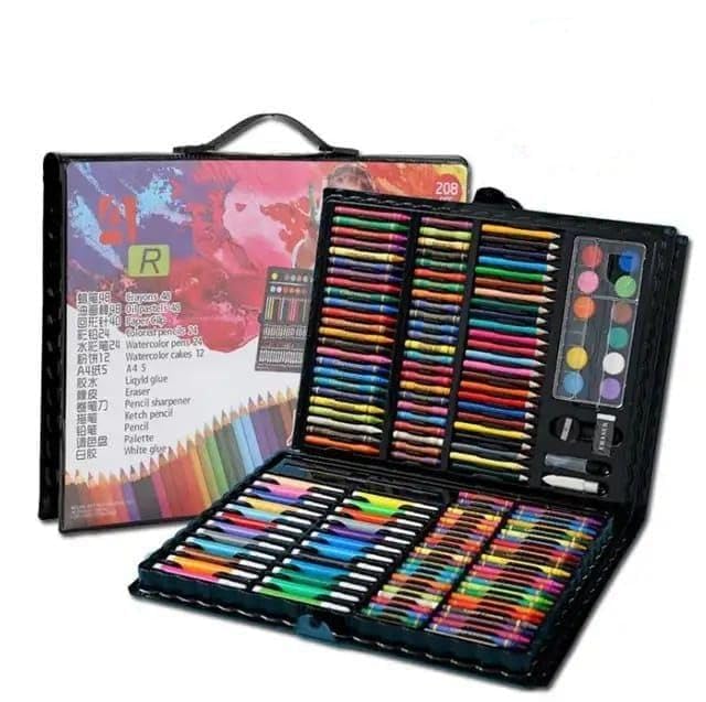 PANSHUB 208 pcs Art Drawing Crayon Color Set Children Art Drawing Set for Kids Case Studio Art and Craft Supplies Drawing and Painting Set Great Gift - Image 1