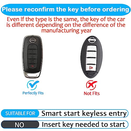 Tukellen for Nissan Key Fob Cover Leather with Keychain Compatible with 2023 2024 2025 Pathfinder Rouge Kicks Smart Remote Brown 5 Buttons - Image 3