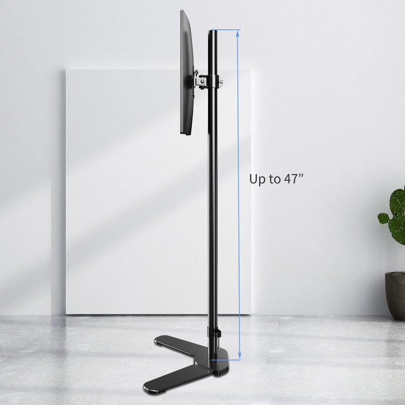 Pholiten Single Tall Monitor Mount, Extra Long Computer Stand with 47 inch Pole, Floor Computer Stand, Free-Standing Monitor Desk Mount Support 13 to 27 inch Screen,22lbs - Image 3