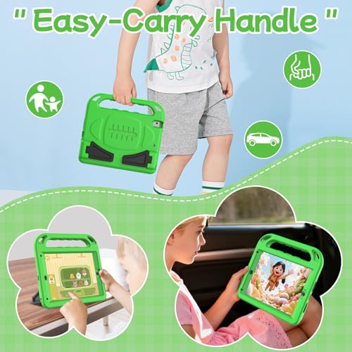 BMOUO Kids Case for iPad 6th/5th Generation (iPad 9.7-inch, 2017/2018), iPad 9.7/Air 2 Casee with Screen Protector, Shockproof Handle Stand iPad 6th 5th Generation Case for Kids, Green - Image 4