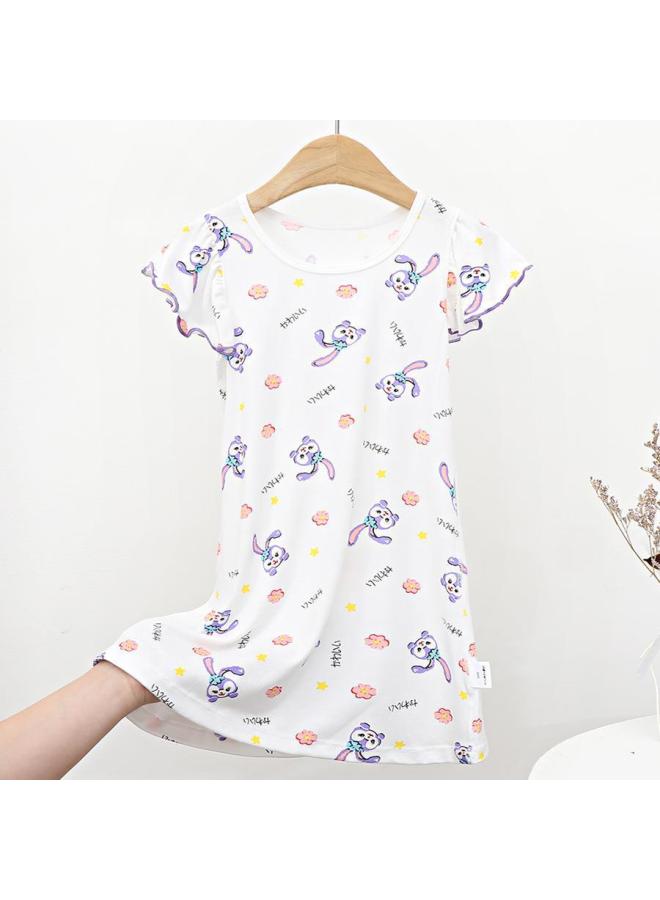 Girl's Nightgown Cool Summer Thin Girl's Princess Style Nightgown Baby's Ice Silk Children's Home Clothes Skirt