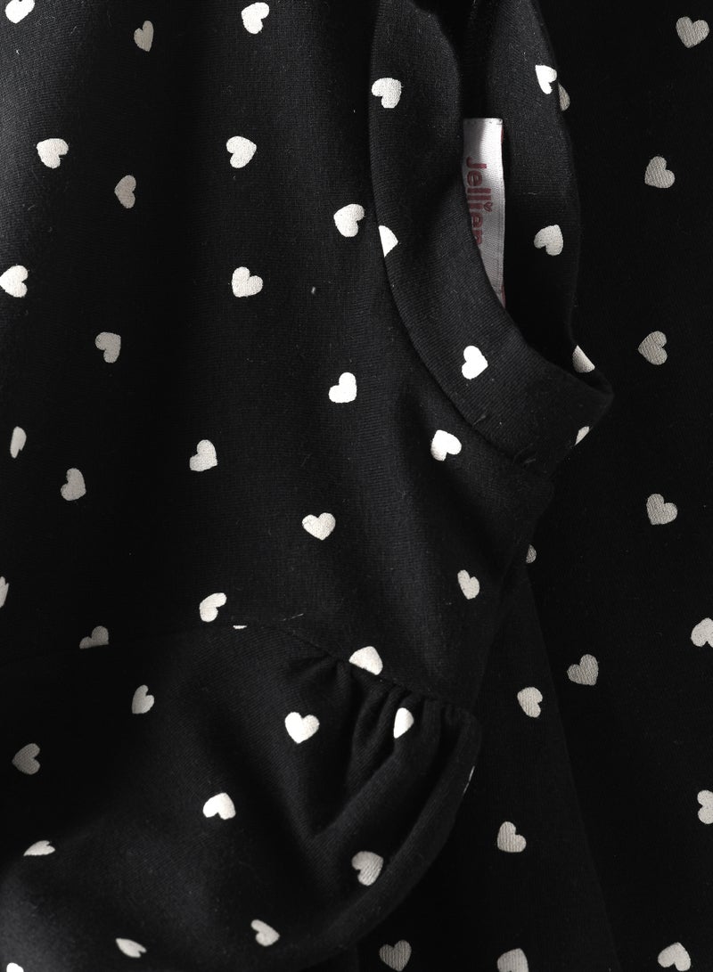 Jelliene فستان محبوك مطبوع بالكامل للبنات، فستان ناعم ومريح للبنات - Image 4