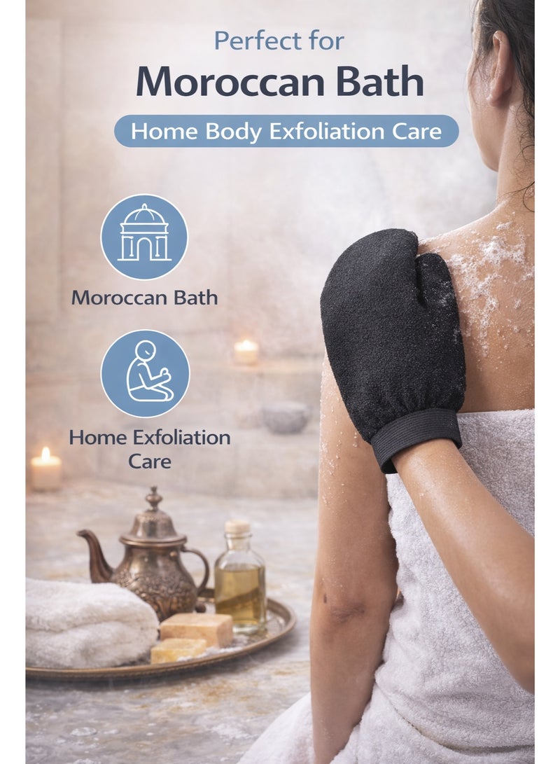Hammam Exfoliating Glove for Men and Women Korean Bath Scrub Mitt Dead Skin Remover for Moroccan Bath Black - Image 3