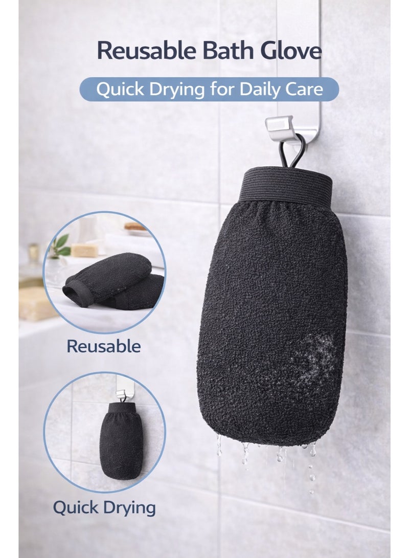Hammam Exfoliating Glove for Men and Women Korean Bath Scrub Mitt Dead Skin Remover for Moroccan Bath Black - Image 5