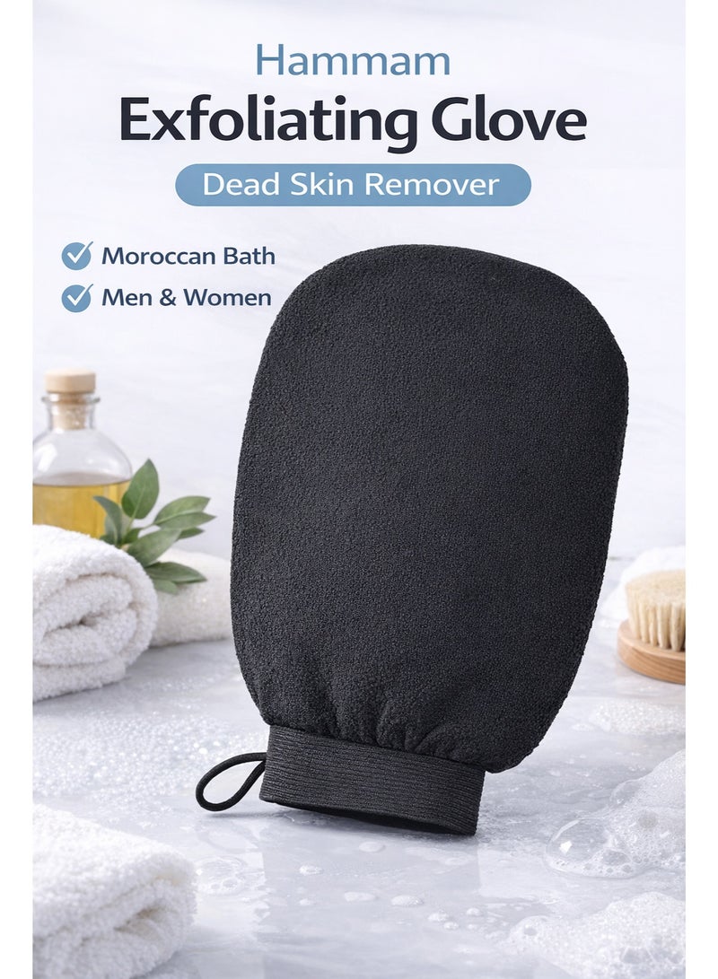 Hammam Exfoliating Glove for Men and Women Korean Bath Scrub Mitt Dead Skin Remover for Moroccan Bath Black - Image 1