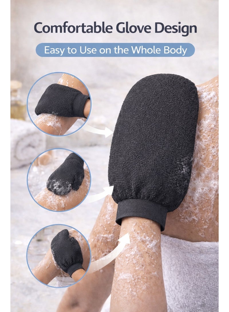 Hammam Exfoliating Glove for Men and Women Korean Bath Scrub Mitt Dead Skin Remover for Moroccan Bath Black - Image 4