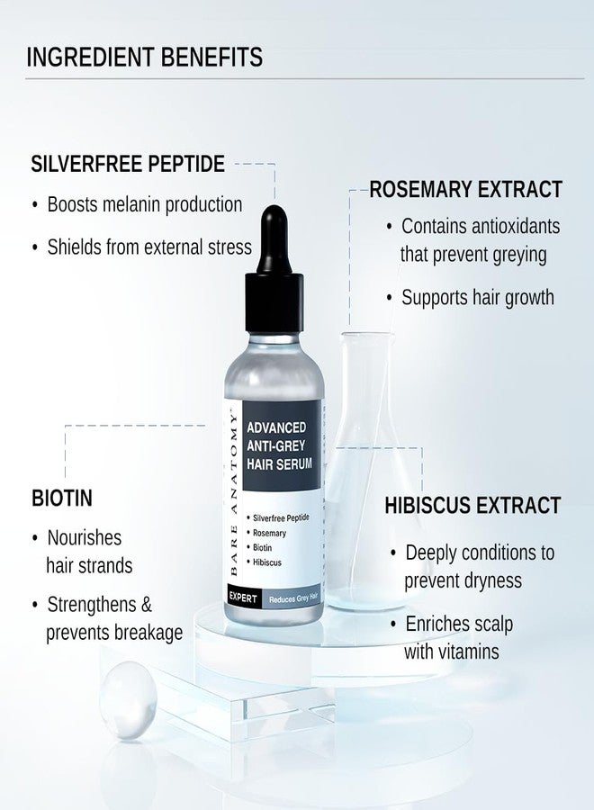 Bare Anatomy Advanced Anti-Grey Serum | Reduces Hair Greying | Silverfree Peptide + Biotin + Rosemary | Fast Absorbing, Odorless, Non-Sticky | Clinically proven formula For Men & Women | 50ml (Pack of 3) - Image 4