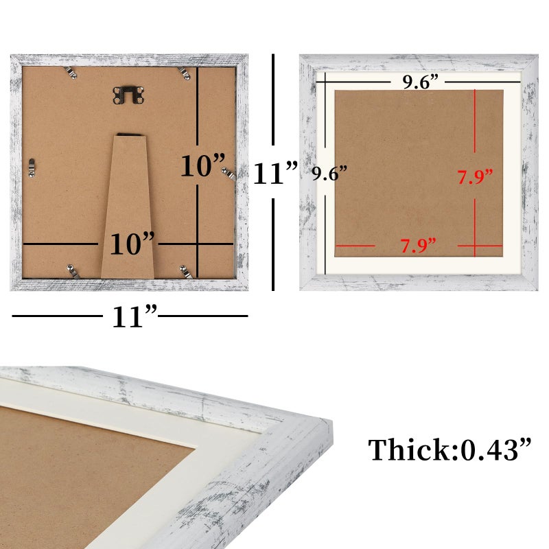 AEVETE Picture Frame 10x10 White Wash Photo Frames Rustic for Wall and Desk Decor - Image 4