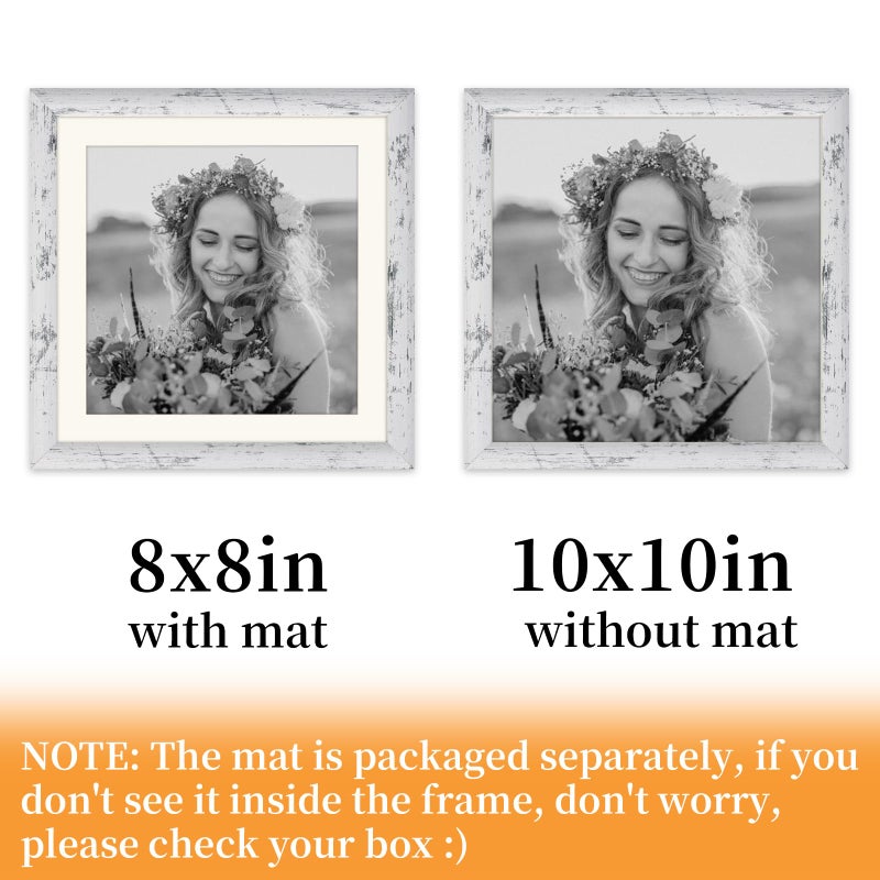 AEVETE Picture Frame 10x10 White Wash Photo Frames Rustic for Wall and Desk Decor - Image 3