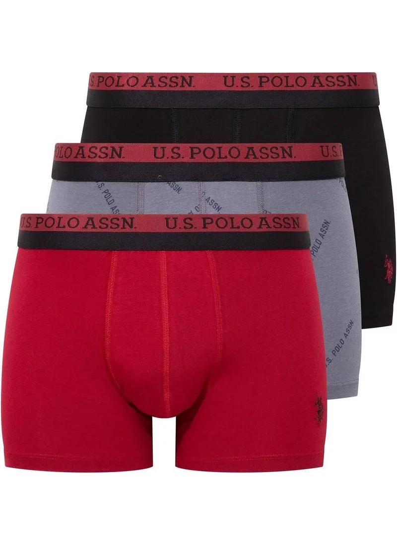 U.S. Polo Assn. 80522 Men's Cotton 3-Pack Boxer-Black-printed-maroon