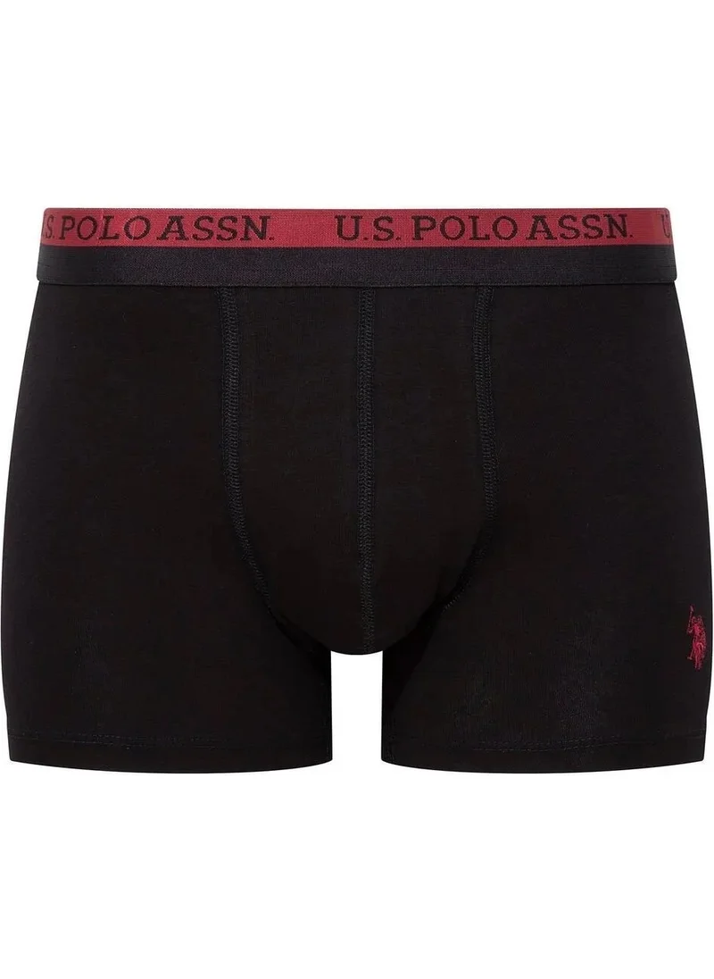 U.S. Polo Assn. 80522 Men's Cotton 3-Pack Boxer-Black-printed-maroon