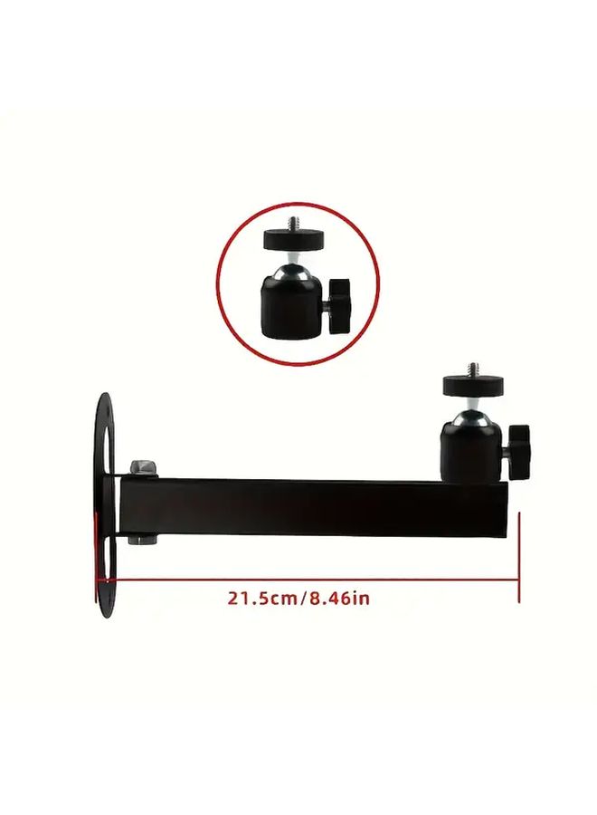 Single Arm Black Adjustable Wall Mounted Projector Bracket With Foldable Arm Heavy Duty Carbon Steel Construction 1 4 Inch Screw And 6mm Port 8 8lbs Capacity For Home Theater Bedroom Office - Image 2