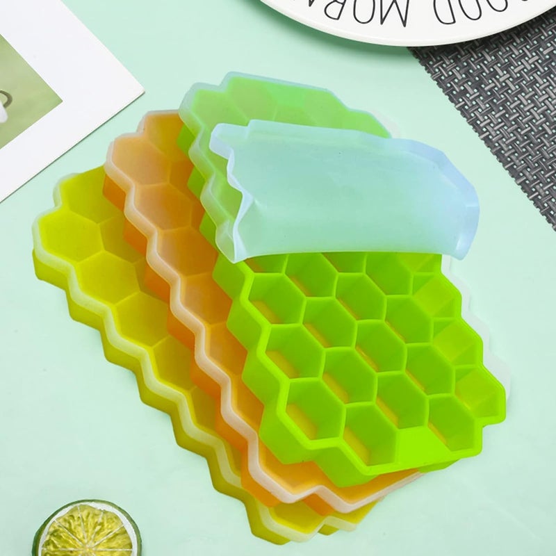 PUTHAK Silicone Ice Cube Trays - Honeycomb Shape Ice Cube Trays with Lids, Easy-Release & Stackable Ice Molds BPA Free, Microwave & Dishwasher Safe, for Cocktail, Freezer, DIY Ice Molds (2 Piece) - Image 4