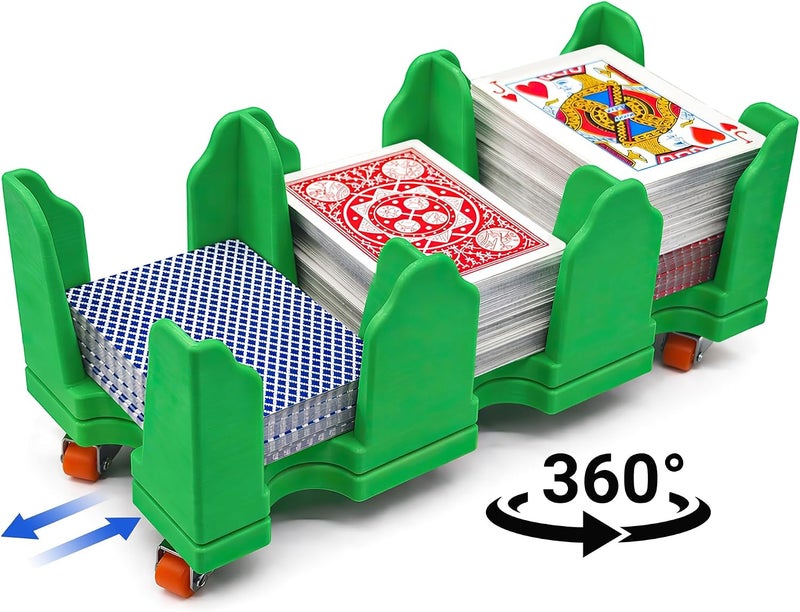 USHIGOO Playing Card Tray with 360° Rotation and Smooth Sliding Wheels, Magnetic Dual-Layer Card Holder Holds for Canasta, Poker, Bridge and Multiplayer Game Night - Image 2