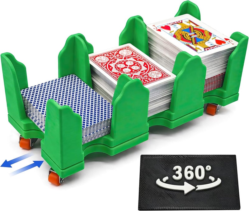 USHIGOO Playing Card Tray with 360° Rotation and Smooth Sliding Wheels, Magnetic Dual-Layer Card Holder Holds for Canasta, Poker, Bridge and Multiplayer Game Night - Image 1