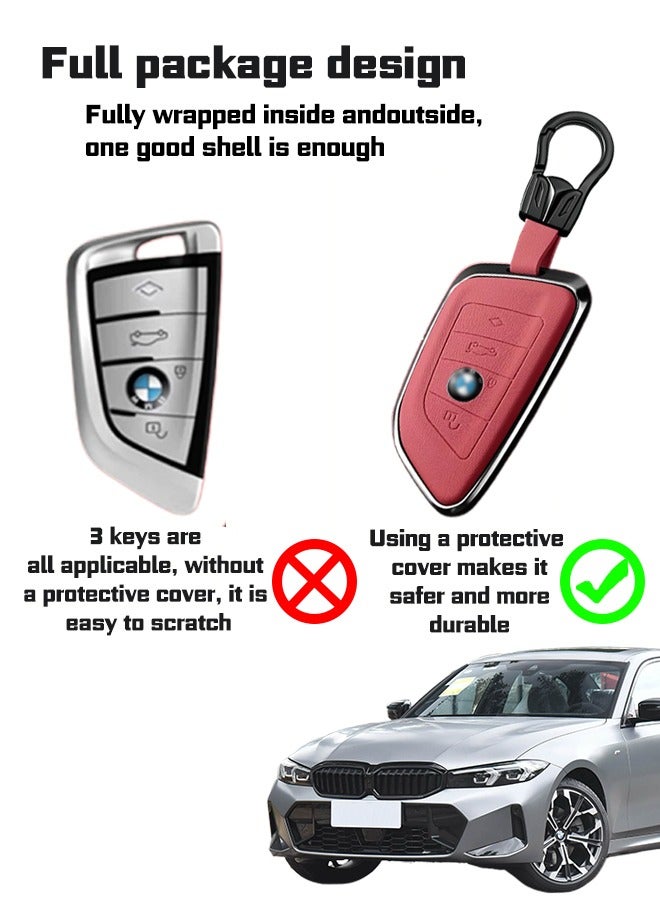 Generic Car key sleeve, suitable for BMW car key sleeve, perfectly wraps car keys, higher-end, fall-resistant, material: the first layer of cowhide. goodcar  - Image 4