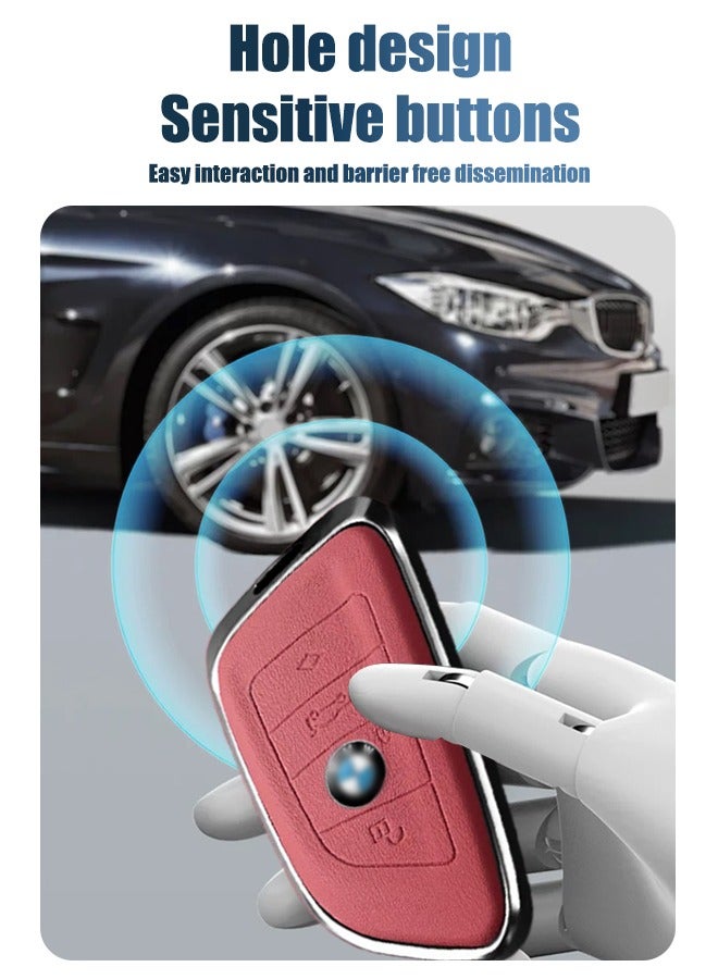 Generic Car key sleeve, suitable for BMW car key sleeve, perfectly wraps car keys, higher-end, fall-resistant, material: the first layer of cowhide. goodcar  - Image 2