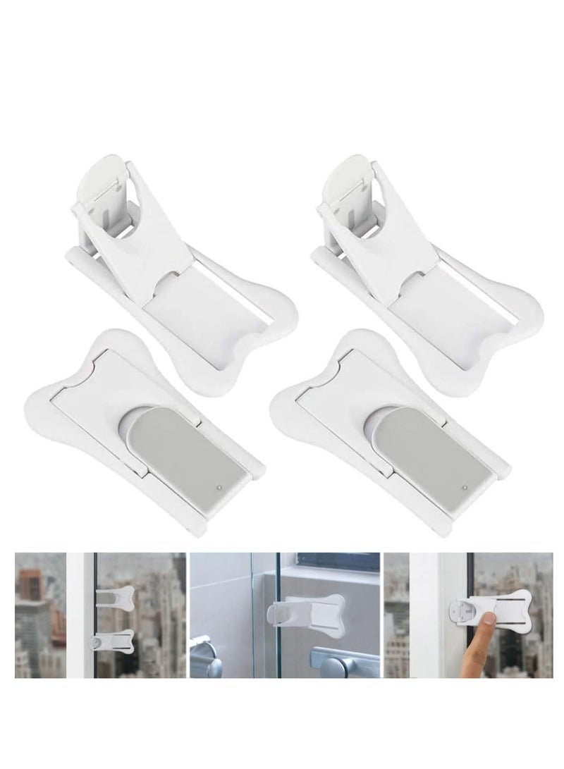 حزمة من 4 أقفال شرائح الباب مع لفة قوية للأمان للأطفال لمنع أطفال وحيوانات الأليف من فتح الأبواب المتحركة - Image 1