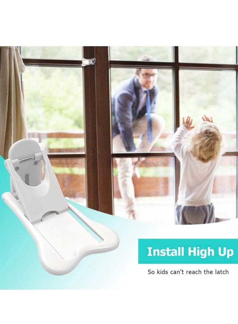 حزمة من 4 أقفال شرائح الباب مع لفة قوية للأمان للأطفال لمنع أطفال وحيوانات الأليف من فتح الأبواب المتحركة - Image 5
