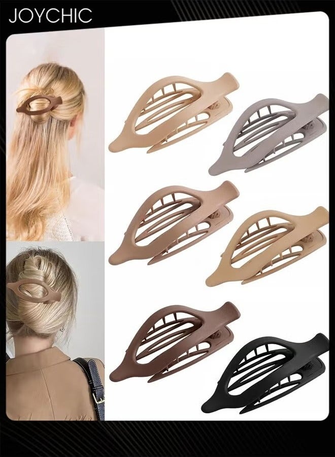 Joychic مشابك شعر فرنسية مسطحة للنساء 6 قطع مشابك شعر تمساح كبيرة لم الشعر الرقيق مشابك شعر على شكل بطة - Image 1