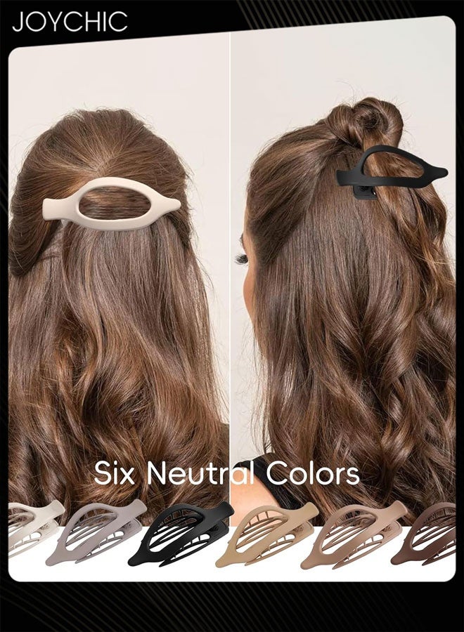 Joychic مشابك شعر فرنسية مسطحة للنساء 6 قطع مشابك شعر تمساح كبيرة لم الشعر الرقيق مشابك شعر على شكل بطة - Image 4