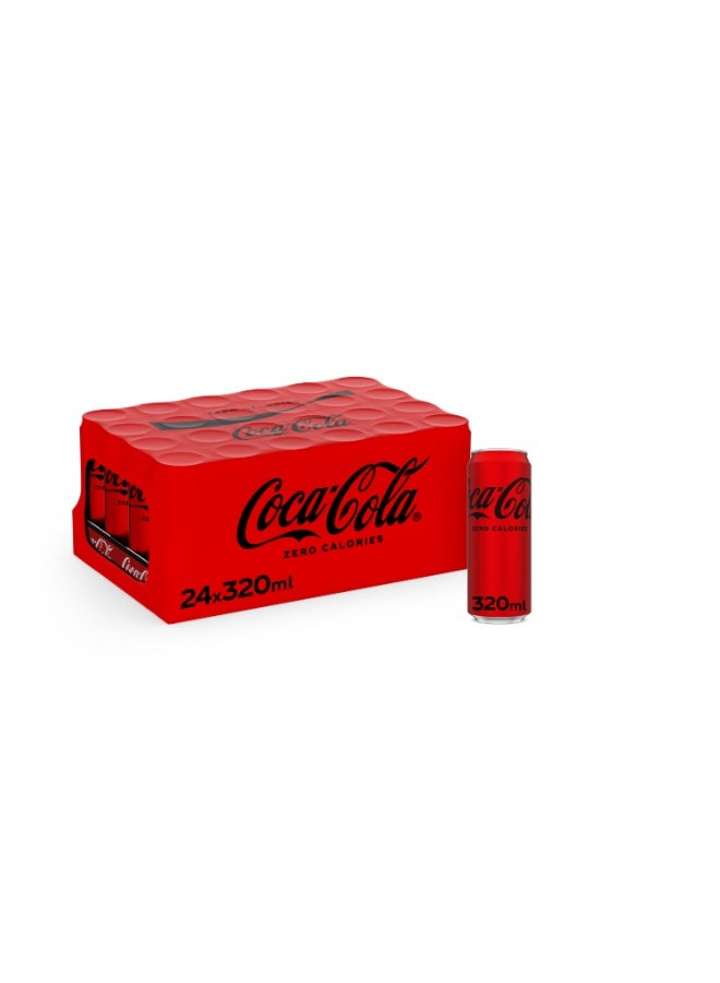 Coca-Cola Zero Sugar Carbonated Soft Drink, Cans, 24 × 320ml